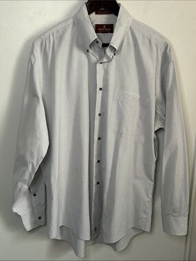 Nordstrom Men’s Light Gray white Micro Checked Button-Down Dress Shirt